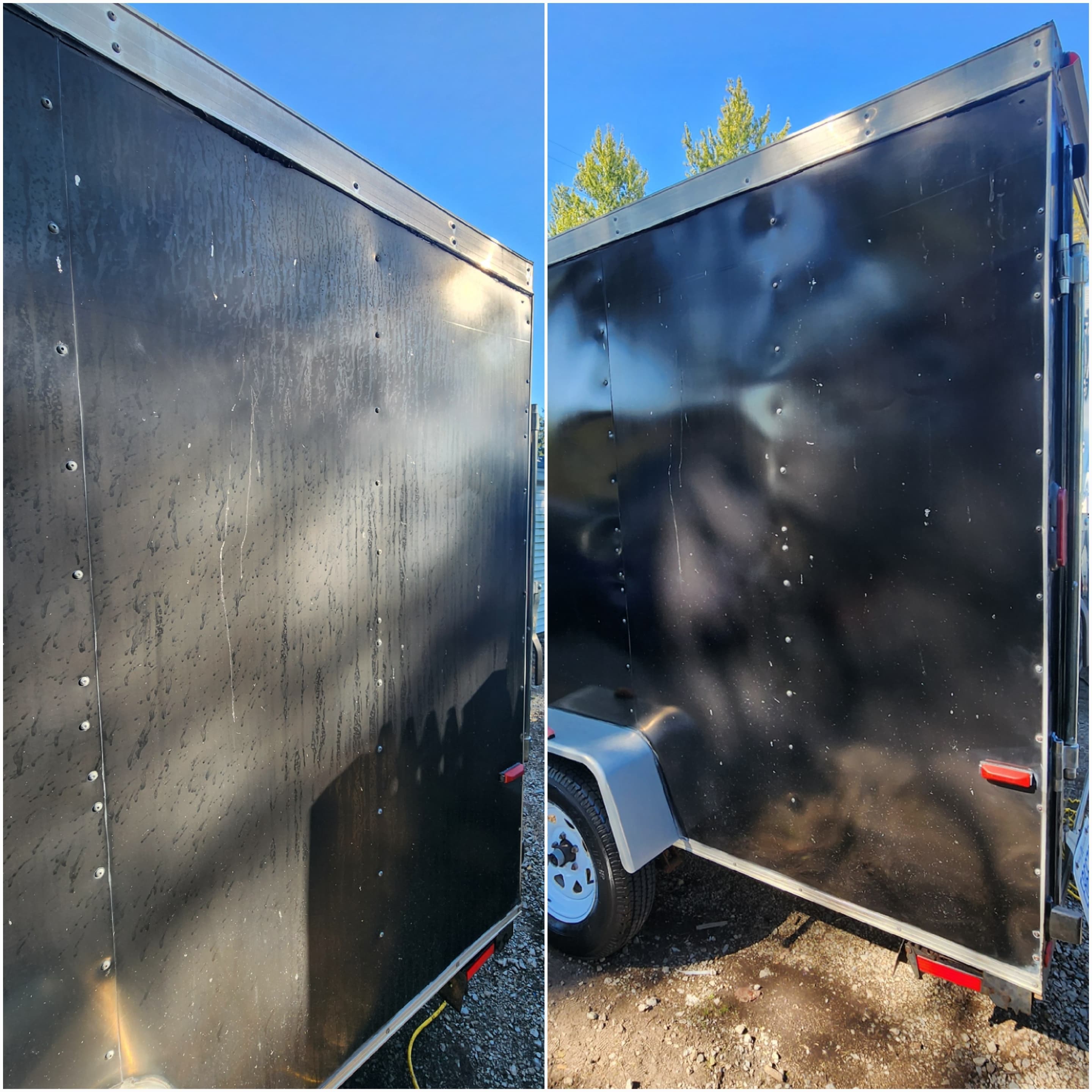Trailer side detailing before and after