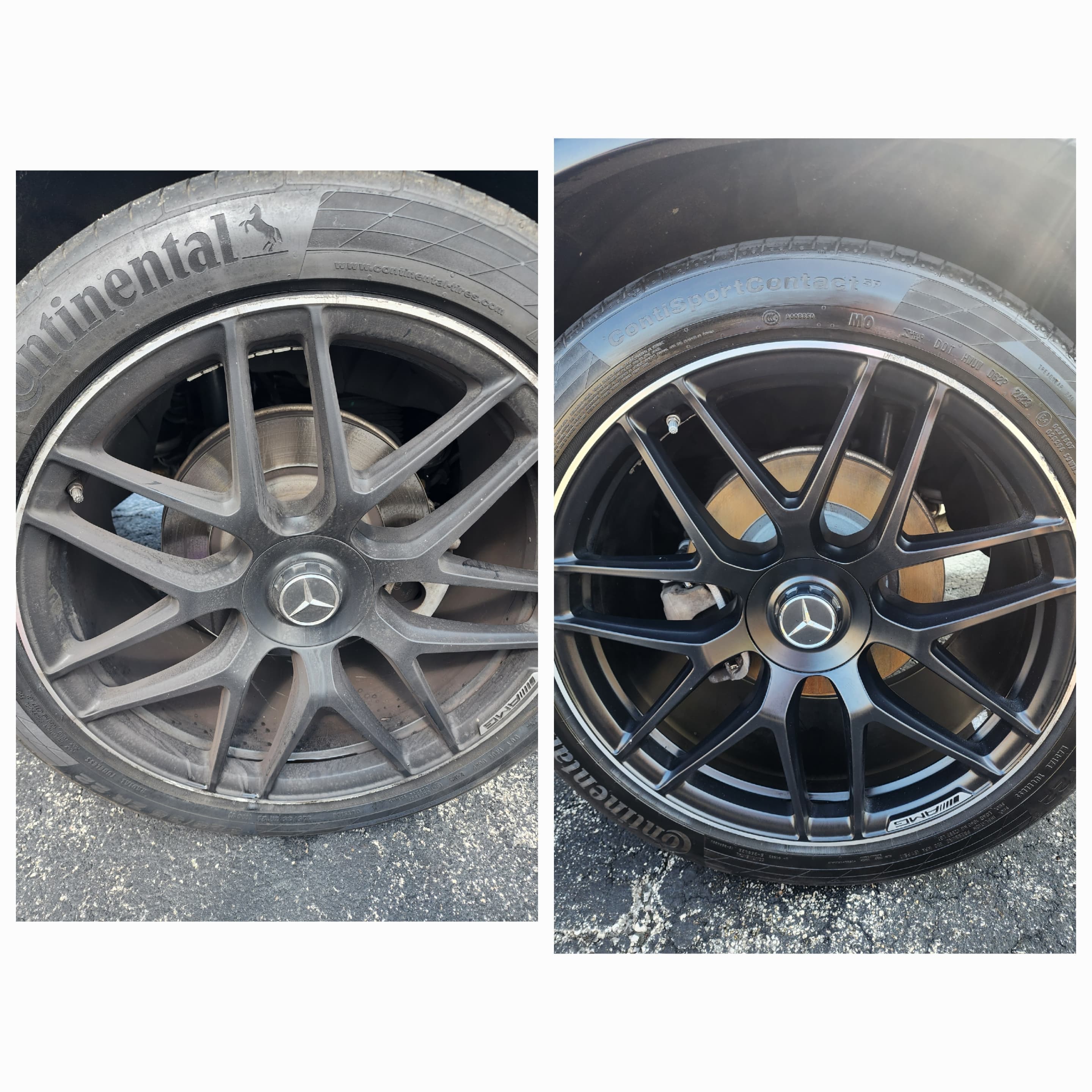 Wheel detailing before and after